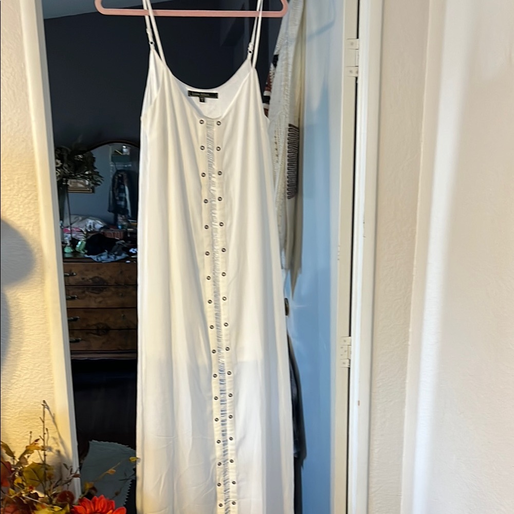 Love Stitch White Spaghetti Strap Sundress